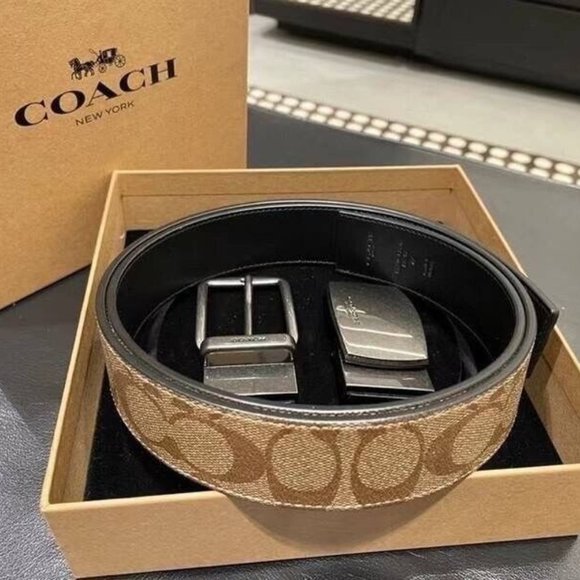 Coach Other - NWT COACH Boxed Harness Plaque Reversible Belt In Signature Canvas,F22540 38mm